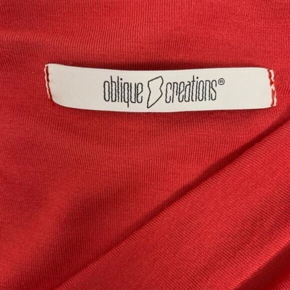 Oblique Creations red Cutout shoulder Stretch long sleeve stretch Shirt top Sz 4 - Picture 7 of 11
